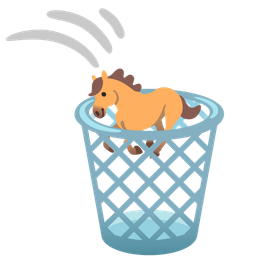 wastebasket and horse