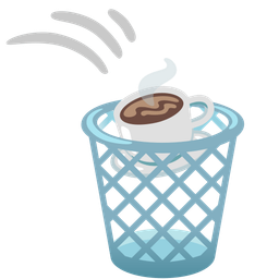 wastebasket and hot beverage