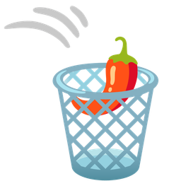 wastebasket and hot pepper
