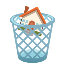 wastebasket and house