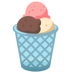 wastebasket and ice cream