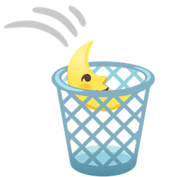 wastebasket and last quarter moon face