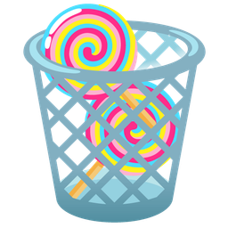 wastebasket and lollipop