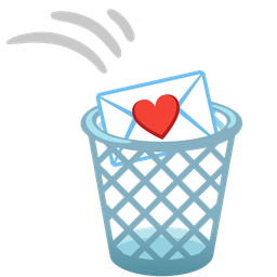 wastebasket and love letter