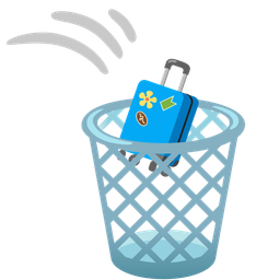 wastebasket and luggage