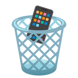 wastebasket and mobile phone