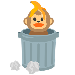 wastebasket and monkey face