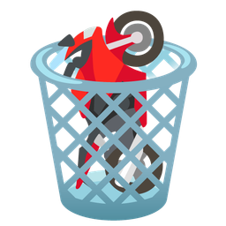 wastebasket and motorcycle