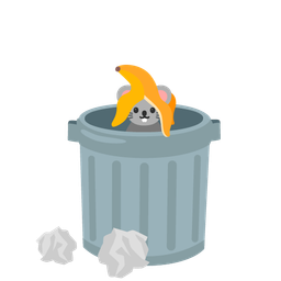 wastebasket and mouse face