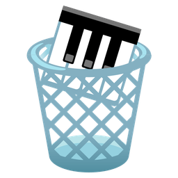 wastebasket and musical keyboard