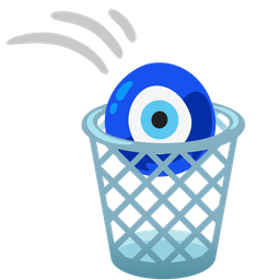 wastebasket and nazar amulet