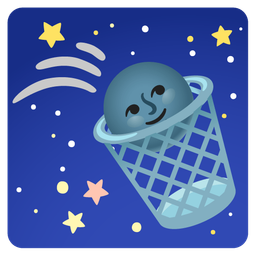 wastebasket and new moon face