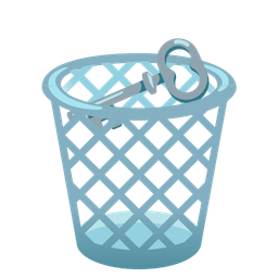 wastebasket and old key