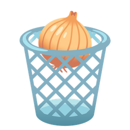 wastebasket and onion