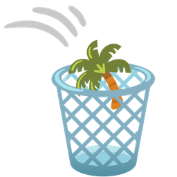 wastebasket and palm tree