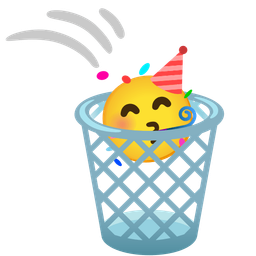 wastebasket and partying face