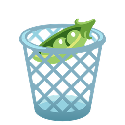 wastebasket and pea pod