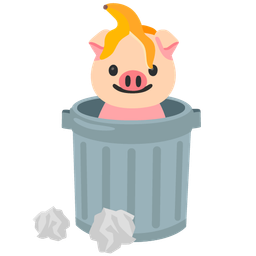 wastebasket and pig face