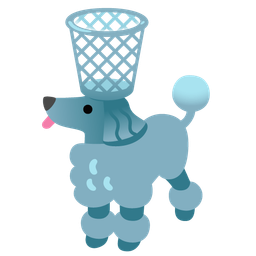 wastebasket and poodle
