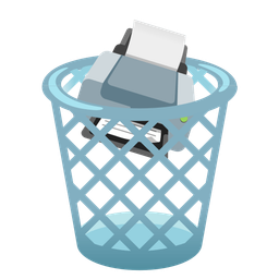 wastebasket and printer