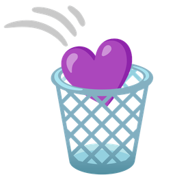 wastebasket and purple heart