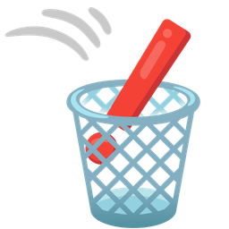 wastebasket and red exclamation mark