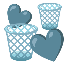 wastebasket and revolving hearts
