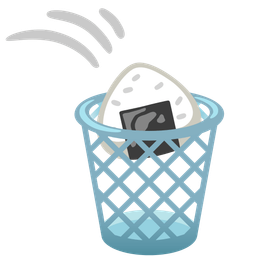 wastebasket and rice ball