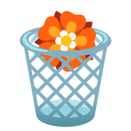 wastebasket and rosette