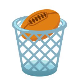 wastebasket and rugby football