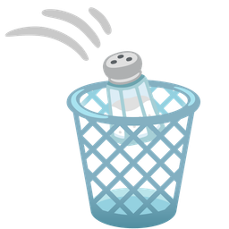 wastebasket and salt