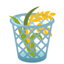 wastebasket and sheaf of rice