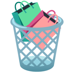 wastebasket and shopping bags