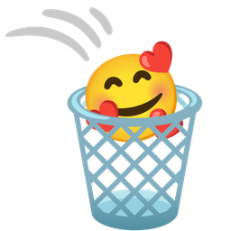 Wastebasket and Smiling face with hearts