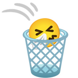wastebasket and sneezing face