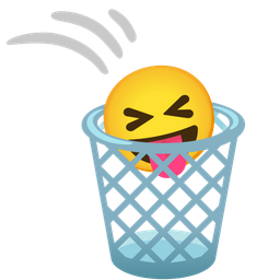 Wastebasket and Squinting face with tongue