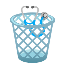 wastebasket and stethoscope
