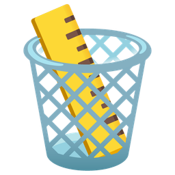 wastebasket and straight ruler