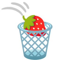 wastebasket and strawberry