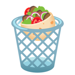 wastebasket and stuffed flatbread