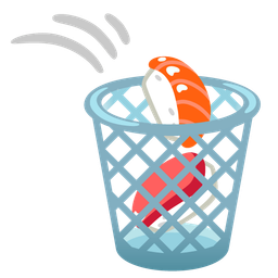 wastebasket and sushi