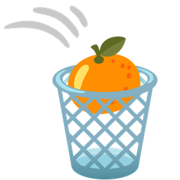 wastebasket and tangerine