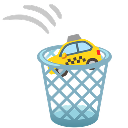 wastebasket and taxi