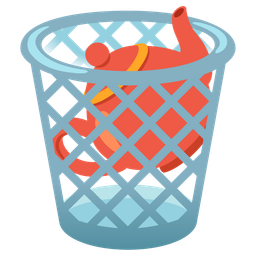 wastebasket and teapot