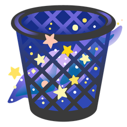 wastebasket and telescope