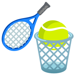 wastebasket and tennis