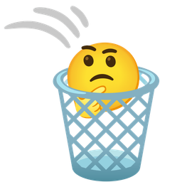 wastebasket and thinking face