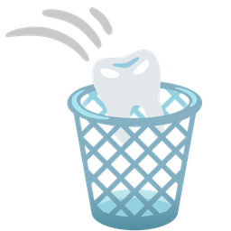 wastebasket and tooth