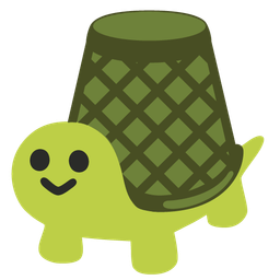 wastebasket and turtle