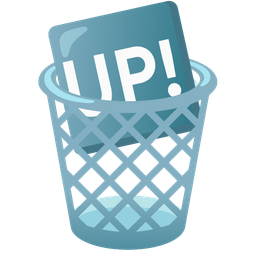 wastebasket and UP! button